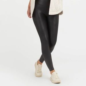 Black Spanx Faux Leather Leggings NWT